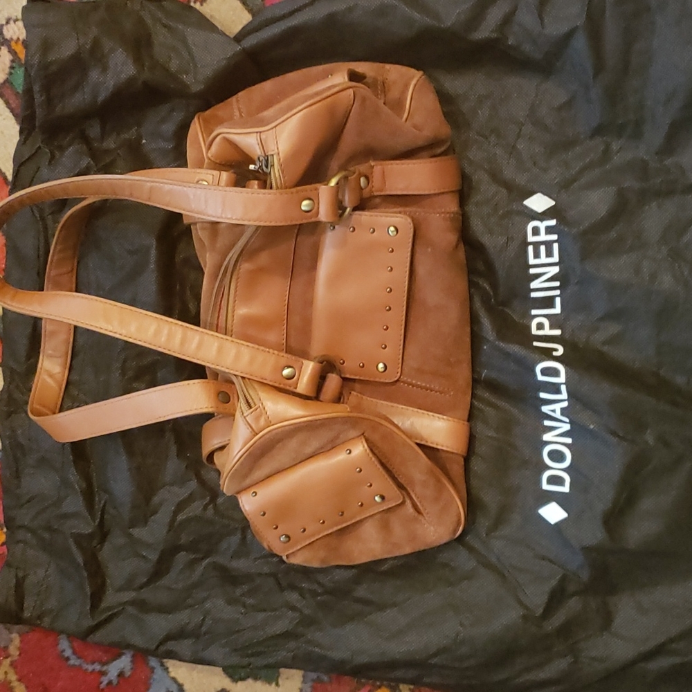 Donald J. Pliner Brown Leather Satchel
